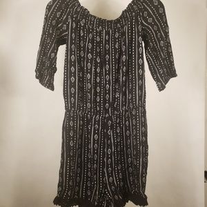 New. Never worn. Women. Black. Print. Romper.